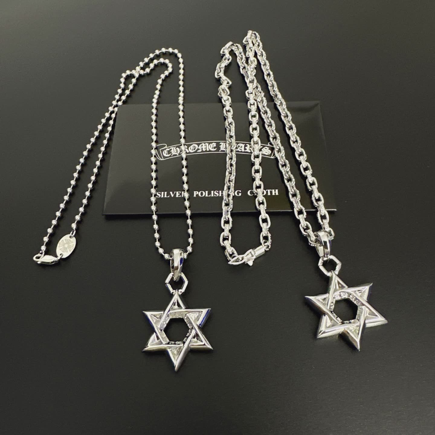 Chrome Hearts Silver Star of David Pendant Necklace